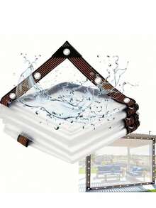 1块透明防雨防水篷布带密封圈，户外花园透明防雨罩防风篷布，适用于庭院鸡舍遮阳，植物露营