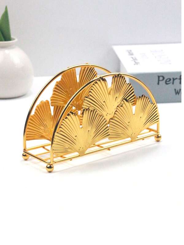 Soporte elegante de estilo europeo para tejido, almacenamiento de servilletas, utensilios de cocina, diseño simple redondo de ginkgo, soporte de tejido Luxurious, decoración de escritorio, adecuado para familia, restaurante, cafetería, Halloween, Navidad, portarrollos