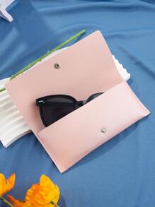 Fashionable Pink Luxury Women's PU Leather Soft Buckle Eyeglass Case With Cleaning Cloth, Customized Logo Eyewear Packaging Box