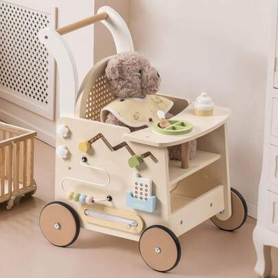 Robotime Robud Walker in legno con freno di : giocattolo a spinta e centro attività per i primi passi dei più piccoli. Il design in rattan naturale promuove le capacità motorie dei neonati e dei bambini da 1 a 2 anni.