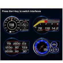 Reletech Pantalla de tablero de automóvil inteligente F15: diagnóstico en tiempo real OBD2, GPS, medidor de rendimiento de aceleración, indicadores personalizados de RPM/TEMP/VOLTAJE, temas personalizados y luz ambiente, actualización plug & play fácil - F15 - Ver 9