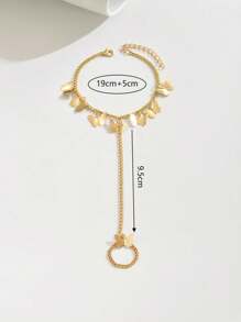 1pc Minimalist Chic Versatile Beaded Chain Finger Ring Bracelet For Women, Suitable For Daily Wear (Handmade, Random Quantity, Avoid Water)