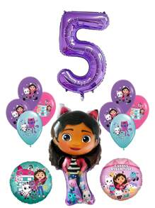 Gabby's Dollhouse Balões de Festa com Tema da Casa de Bonecas Gabby, Conjunto de Balões de Látex Digitais Roxos de 32 Polegadas + Padrão Impresso Gabby, Balões Decorativos para Festas e Reuniões Festivas, Balões de Decoração de Festa de Aniversário para Crianças de 1 a 9 Anos, Balões de Decoração de Bottom de Foto para Festas em Família e com Amigos, Halloween, Ação de Graças, Natal, Volta às Aulas