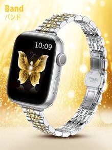 1 pieza Banda de reloj Apple estrecha de estilo Plata y Oro Metálico para Mujeres, diseño elegante y de moda, adecuada para Apple Watch Ultra 3/2/1 Series SE/S10/S9/S8/S7/S5/S4/S3 38/40/41/44/45/46/49mm, correa de metal extraíble de 7 enlaces para uso diario, fiesta, viaje, regalo