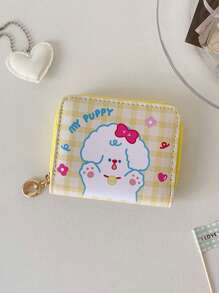1 PC Girls Square Coin Purse Cartoon Cute Bunny Multi-Card Slot Short Card Holder Student PU ID Bag Wallet