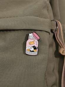 4个猫咪许愿瓶徽章，治愈药丸图案“抗抑郁药”+“快乐药丸”，心理咨询工具/猫爱好者减压 - 彩色 - 查看 4