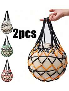 Przenośna, wisząca torba do przechowywania piłek sportowych | Siatkowa torba do koszykówki, Siatkowa torba do siatkówki/piłki nożnej | Torba do przechowywania jednej piłki, Duża siatkowa torba, Pogrubiona siatkowa torba do przechowywania piłek do koszykówki/piłki nożnej/siatkówki, Tkana torba tenisowa, odpowiednia na siłownię, w podróż, na kampus, jako prezent na powrót do szkoły, na trening, Wielofunkcyjny nylonowy dodatek (dostępny w wielu kolorach, styl boho)