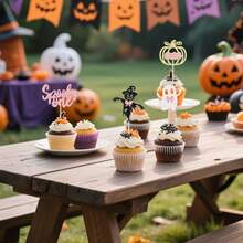12 miếng mút xốp hình chú dơi và xe ngựa hình phù thủy trang trí bánh cupcake chủ đề ác mộng trước Giáng sinh dùng để trang trí bánh sinh nhật - Nhiều màu - Xem 5