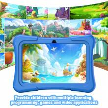 PRITOM Tableta para niños, tableta para niños de 7 pulgadas con WiFi, 32GB ROM, 7731E 4 núcleos, cámara dual, aplicaciones y juegos preinstalados, tableta educativa para niños pequeños con funda (sin adaptador)