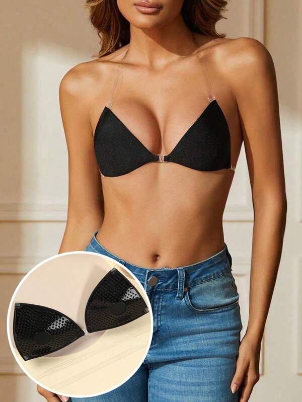 Classic French Triangle Cup, Elegant Women's Underwear, Self-Adhesive Bra That Can Be Worn Outside Or Inside, Suitable For Dresses, Backless Outfits, Dresses And Other Clothing Matching