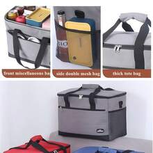 1 PIEZA Bolsa de picnic aislada con paquete de hielo, bolsa de picnic grande impermeable de tela Oxford de gran capacidad, bolsa aislada plegable clásica para picnic y almacenamiento, ideal para picnics, viajes, aventuras al aire libre, bolsa de playa refrigeradora, bolsa refrigeradora con cremallera superior - bolsa aislada para caliente o frío, picnic, playa, entrega de alimentos