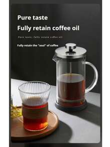 1 PIEZA Cafetera de émbolo francés, jarra de vidrio borosilicato de doble pared aislada, ensamblaje de filtro/émbolo de acero inoxidable apto para lavavajillas, base de silicona extraíble, cafetera de émbolo fácil de limpiar, juego de olla para espresso y té para el hogar y la oficina - Elegante y fácil de limpiar cafetera para preparar bebidas