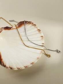 1pc Stainless Steel Metal Beaded Bracelet, Paper Clip Bracelet, Delicate Chain Bracelet, Minimalist Design, Suitable For Daily Wear, Travel And Gift, Accessory For All Seasons