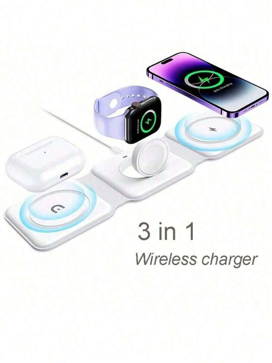 Bộ sạc không dây 3 trong 1 tương thích với iPhone 12/13/14/15/16, 3/Pro, , Đế sạc không dây từ tính có thể gập lại để du lịch Bộ sạc không dây 3 trong 1 tương thích với iPhone 12/13/14/15/16, 3/Pro, , Đế sạc không dây từ tính có thể gập lại để du lịch Thích hợp cho văn phòng, ký túc xá và gia đình Bộ sạc điện thoại Nan - Nhiều màu - Xem 1
