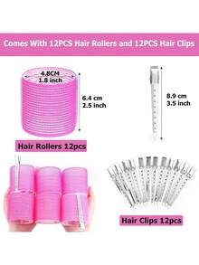 24 Piece Curling Iron With Clip Set, Suitable For Long, Medium And Short Hair. Self Held Curling Iron With Bangs, No Heat Curling Iron, No Damage To Hair, Women's Gift, Women's Hair Styling Curling Iron - Curling Styling Tool,Back To School,Travel Holiday Essentials,Hair Accessories For Women - Multicolor - View 6