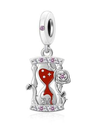 A Fashionable 925 Sterling Silver Piece, Red Quicksand, Heart And Star Pattern, Leaf And Flower, Bead Pendant, Silver Jewelry, Daily Wear, Jewelry For Women, Gift