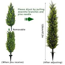 1pc Or 2pcs Long Artificial Cedar Topiary Trees With Ground Spike, UV Resistant Faux Cypress Trees, Faux Plants Artificial Bushes For Indoor Outdoor Front Porch Garden - Multicolor - View 9