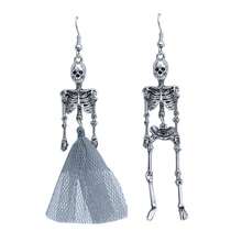 万圣节骷髅耳环 - 女士恐怖人类骷髅耳环，朋克风格哥特式骷髅吊坠耳环，万圣节复活节派对珠宝礼物，适合万圣节角色扮演服装配饰，朋克银骷髅戒指，波西米亚哥特式风格 - 彩色 - 查看 8