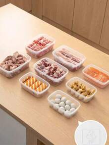 10个/套（5个850毫升+5个1400毫升）带按扣盖的食品储物盒，适用于冰箱储存、食物分隔、户外野餐午餐盒、水果、蔬菜、谷物、浆果、沙拉、生菜的储存和整理，厨房收纳整理，午餐盒，厨房用品，圣诞礼物，学习用品，家居装饰，新年礼物 - 白色 - 查看 6