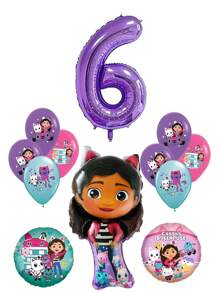 Gabby's Dollhouse Balões de Festa com Tema da Casa de Bonecas Gabby, Conjunto de Balões de Látex Digitais Roxos de 32 Polegadas + Padrão Impresso Gabby, Balões Decorativos para Festas e Reuniões Festivas, Balões de Decoração de Festa de Aniversário para Crianças de 1 a 9 Anos, Balões de Decoração de Bottom de Foto para Festas em Família e com Amigos, Halloween, Ação de Graças, Natal, Volta às Aulas