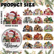 Yousoontic 17 Pcs 12 Inch Magnetic Welcome Door Sign Interchangeable Front Door Decor Rustic Fall Seasonal Hanging Sign Halloween Christmas Decor For Home Warming Gift(Classic Color,Welcome) - Classic Color - View 2