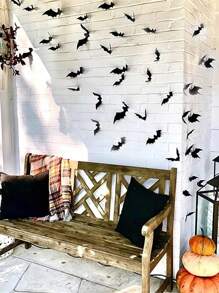 Fake Plastic Halloween Wall Decor Bat, 28/56/120 Waterproof Black 3D Bat, Outdoor Halloween Decor, Halloween Decor, Room Decor, Gothic, Christmas Decor, Furniture, Essential Decor, Party Bag Filler, Prank, Decorate Office, Desktop, Exterior, Halloween, Halloween, Evil, Picture Frame Dorm Essential, Decor, Gift, Fall Decor, Fall Home Decor, Home Decor Living Room