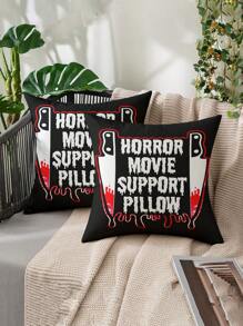 1 Stück/2 Stück Weihnachts-/Halloween-Dekoration, energiegeladener Cottage-Stil Horror-Film Kissenbezug - Weicher Plüsch einseitig Muster, Reißverschluss Polyester Kissenbezug, nur Handwäsche, dekorativ für Sofa, Wohnzimmer, Schlafzimmer und verschiedene Raumtypen - Mehrere Größen verfügbar (Kissenfüllung nicht enthalten)