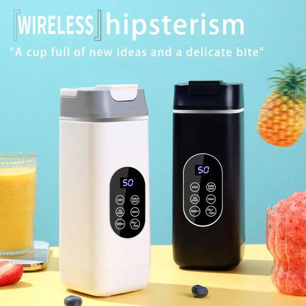 USB Rechargeable Portable Blender And Juicer - Easy To Clean, 7.4V Perfect For Smoothies, Milkshakes And Fresh Fruit Drinks - 13oz To 14.2oz Capacity, With Digital Display Multi-Mode, Stainless Steel Blades - Ideal For Home, Office, Travel, Mini Smoothie Blender Keeps Ice For 5 Hours, Baby Food Blender