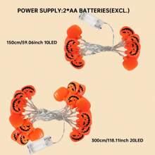 1 PIEZA Luz de cadena de 10/20 LED de una sola capa con forma de calabaza, luz de hadas con batería para crear una atmósfera espeluznante, adecuada para el hogar, dormitorio, interior y exterior, tienda, oficina, puerta, bar, club, decoración de fiesta de Halloween, decoración del hogar, decoración de fiesta, decoración de Halloween, decoración de habitación, decoración de jardín de Halloween como regalo