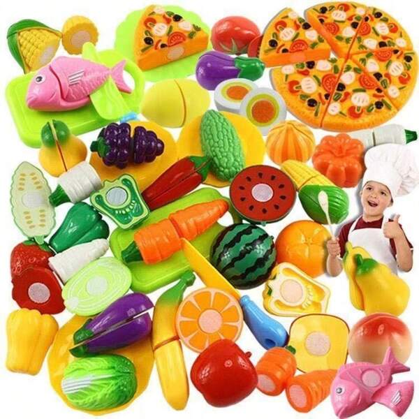 48pcs+ Pizza & 21pcs Variety Cut Fruits & Vegetables Toy Set With Food Shaped Models For Kids'Early Basic Skill Development,Unisex Kitchen For Kids. Kitchen Set Toy,Kids Kitchen Set,Toys For Kids>Kids Kitchen Play Sets,House Toys,Kids Toy Food,Toys Food, Play Kids,Kids Baking Set,Toys,KidsToys,Kitchen To
