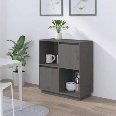 Küchenmöbel Sideboard Grau 74x35x80 cm aus massivem Kiefernholz Modernes Sideboard Vielfältige Verwendungsmöglichkeiten, Esszimmer/Küche