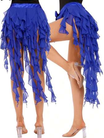 闪亮蕾丝图案肚皮舞臀巾女士异国舞蹈礼服装饰肚皮舞围巾