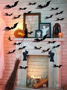 Fake Plastic Halloween Wall Decor Bat, 28/56/120 Waterproof Black 3D Bat, Outdoor Halloween Decor, Halloween Decor, Room Decor, Gothic, Christmas Decor, Furniture, Essential Decor, Party Bag Filler, Prank, Decorate Office, Desktop, Exterior, Halloween, Halloween, Evil, Picture Frame Dorm Essential, Decor, Gift, Fall Decor, Fall Home Decor, Home Decor Living Room
