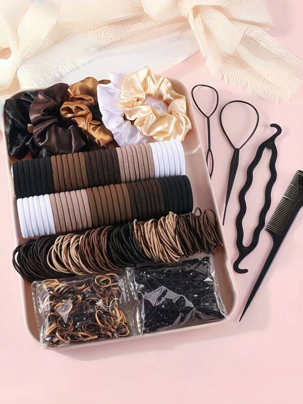 Set de 111 piezas de herramientas profesionales de peinado, incluye peine, pinza de pelo, scrunchies - Adecuado para niñas y mujeres, para uso diario, escolar, laboral y de fiesta, con sensación de lujo