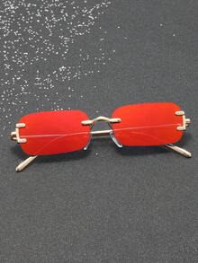 1副男士金属方形窄无框时尚眼镜