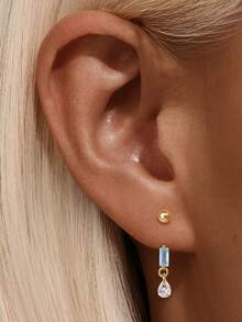 1Pc Natural Labradorite 925 Sterling Silver Earring For Women Flat Back Stud Minimalist Jewelry Helix Cartilage Gift For Her Wedding Party Fine Jewelry