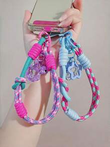 2-In-1 Dual Color Phone Lanyard Wrist Strap, Star Pendant, Unisex Outdoor Hiking Portable Phone Cord