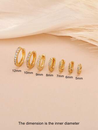 1pc 5mm-12mm Zirconia Copper Earrings Set, Minimalist Daily Wear Earrings Hoops, Combination For Teachers' Day/Mother's Day, Unisex Fashionable Cartilage Ear Piercing Jewelry