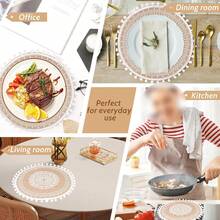 4 Stücke/6 Stücke/8 Stücke/10 Stücke 38cm (14,9 Zoll) runde weiße Baumwollkugeln im nordischen Stil, Hochzeitsthemen Tischsets, Abschluss- und Partydekoration, hitzebeständig, Schmutzabweisend, Restaurant-Feiertagsdekorationen, Heimdekoration