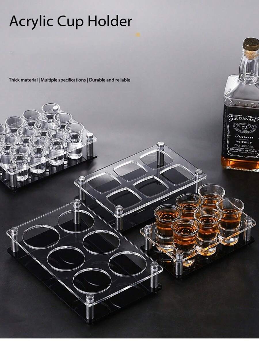 亚克力子弹杯架，酒吧/KTV啤酒杯架，酒杯/红酒杯架 - 透明+黑色底 - 查看 1