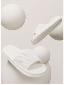 一双新款夏季男女通用拖鞋，防滑设计，适合室内、室外、浴室和居家穿着，四季皆宜，有白色和粉色可选，可作为礼物送给母亲，家居拖鞋，鞋子，春夏精选，伴娘礼物，房间，卧室装饰，沙滩，旅行，男士，女士，度假 - 白色 - 查看 5