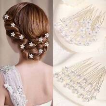 20 Pieces Of Women's New Handmade Diamond Inlaid Bridal Headwear, Fork Hairpin, U-Shaped Coiled Hair, Wedding Hairpin Headwear, Daily Simple And Versatile, Wedding And School Season Headwear, Ball Head Set Valentine's Day Accessories