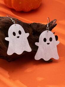 1 Pair Women's Halloween Acrylic Ghost Scream Cat Earrings, Fashionable & Unique