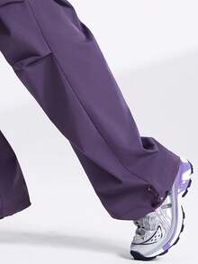 CAMEL CROWN Straight Overalls For Women, Anti-Static, Loose, Slim, Versatile, Casual, Paratrooper Trousers - Cyan Blue Purple - View 4