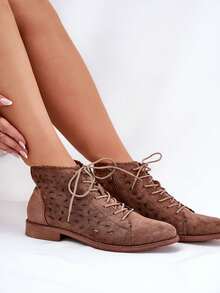 Stivaletti alla caviglia versatili e casual da donna per uso quotidiano - Castano - Visualizzare 9