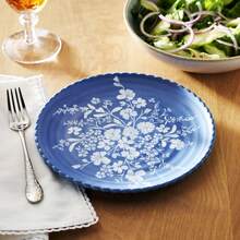 12-Piece Blue Daisy Bamboo Melamine Dinnerware Set - 藍色 - 查看 3