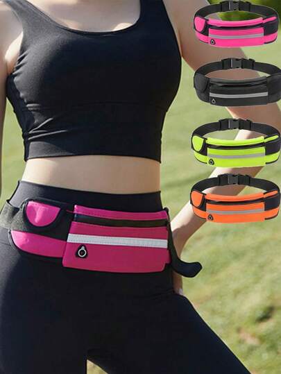 1pc Unisex Running/Outdoor Sports Waist Pack With Water Bottle And Waterproof Phone Holder, Default Color Magenta, One Size Fits All