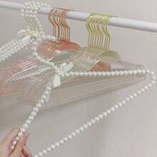1/2/5/10pcs Pearl Beaded Bow Clothes Hanger, 40cm Plastic Clothes Rack, Pearl Dress Pants Coat Hangers For Adult Clothes,Princess Clothespins Wedding Dress Hanger - White 40cm - View 6