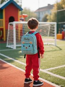 1 pieza Mochila de dibujos animados bordada personalizable con patrón de oso lindo, ligera, adecuada para niños o niñas, ideal para la escuela, viajes y uso diario, regalo de cumpleaños infantil, graduación, Navidad, invierno, otoño, escuela, al aire libre/picnic/viaje/senderismo/campo deportivo/ejercicio/escalada, regalo de regreso a clases, edición de Halloween, moda de regreso a clases, regalo de Navidad, organizador de viaje - Multicolor - Ver 4