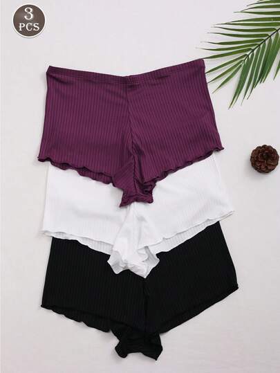 3条装女士舒适荷叶边平角内裤